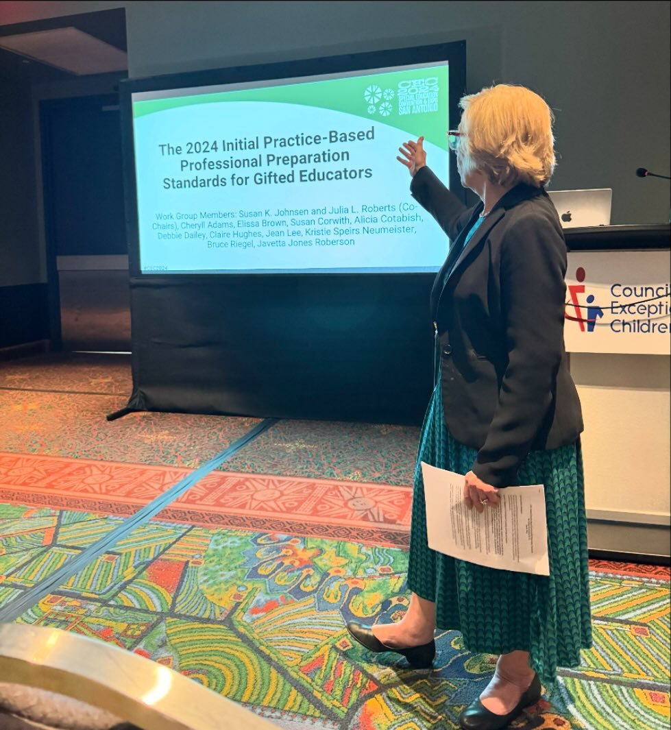 Presenting at the Council for Exceptional Children Conference on the 2024 Initial Practice-Based Professional Preparation Standards for Gifted Educators. It culminates three years of working. @wku @WKUCEBS @WKUAlumni @GiftedStudies