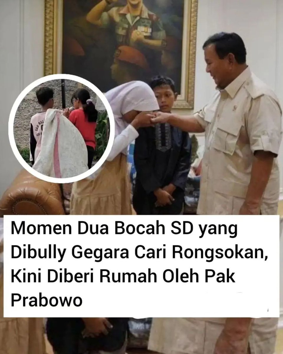 Bocil SD dibully cari rongsokan pak prabowo, kasi motifasi dan diberi rumah kepada bocil tersebut

a thread