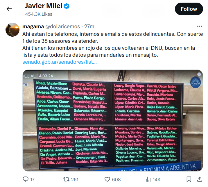 DanteForesi's tweet photo. Con este "me gusta" alcanzaría para un juicio político. Pero hace falta coraje... https://t.co/xxXC35zdc1
