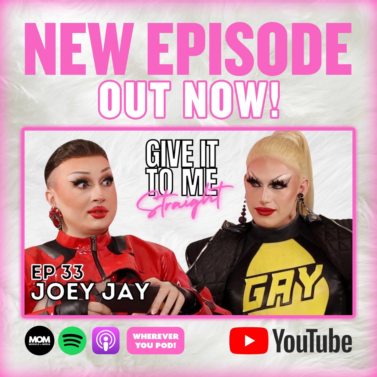 An all new episode of #GiveItToMeStraight with the sickening @joeyjayisgay is out now! Watch on @maddymorphosis’ YouTube Channel or listen on the MOM Podcasts network on your preferred podcasting app 🎧