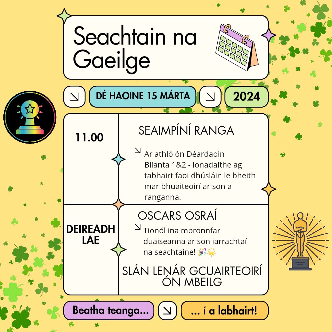 Ag súil le deireadh spleodrach a chur le @SnaGaeilge #pobalgaelach 💚🎉🙌