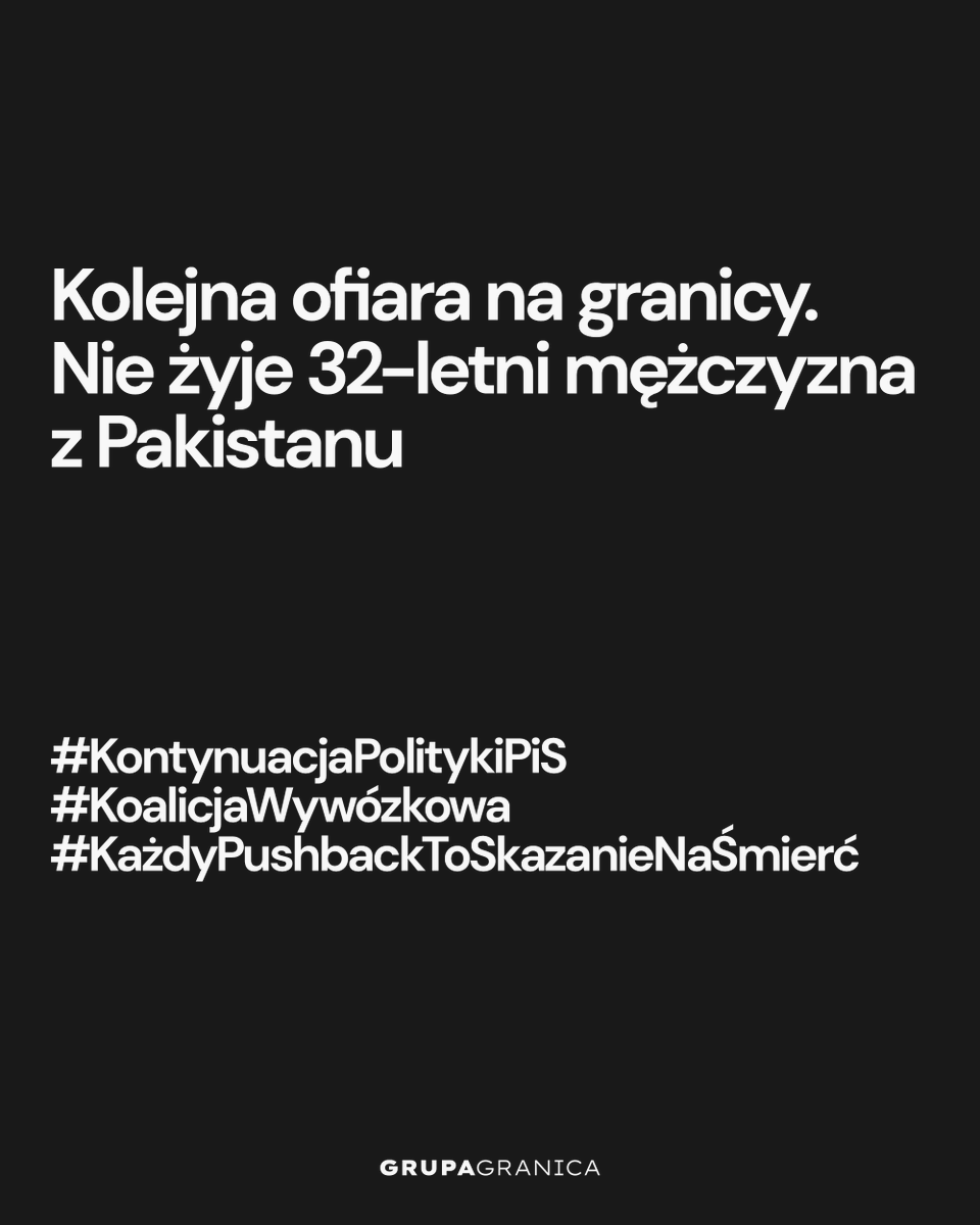 Ciało mężczyzny odnaleziono kilka kilometrów od Hajnówki. Składamy kondolencje dla rodziny i przyjaciół.
Za śmierć mężczyzny odpowiedzialność ponosi rząd Donalda Tuska, który wywiózł z Polski już ponad 325 osób.
#KażdyPushbackToSkazanieNaŚmierć