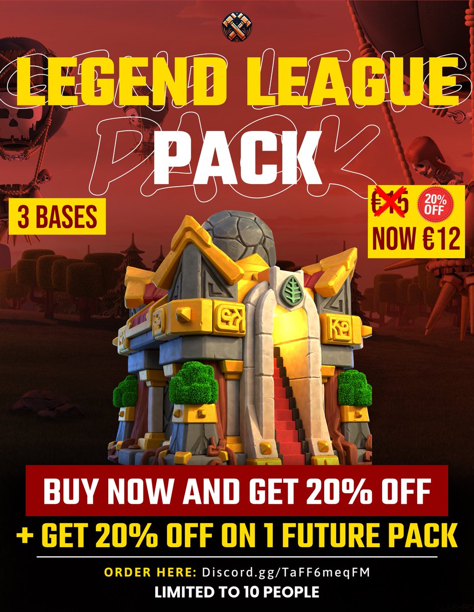 BaseBossYT's tweet photo. We have a Special Deal: 20% OFF NOW &amp; 20% OFF LATER!

Buy the Legend League Pack now with 20% OFF &amp; get 20% OFF on 1 future pack of choice. 🔥

https://t.co/bxrtcoNWvS https://t.co/NEnM81t1Nm