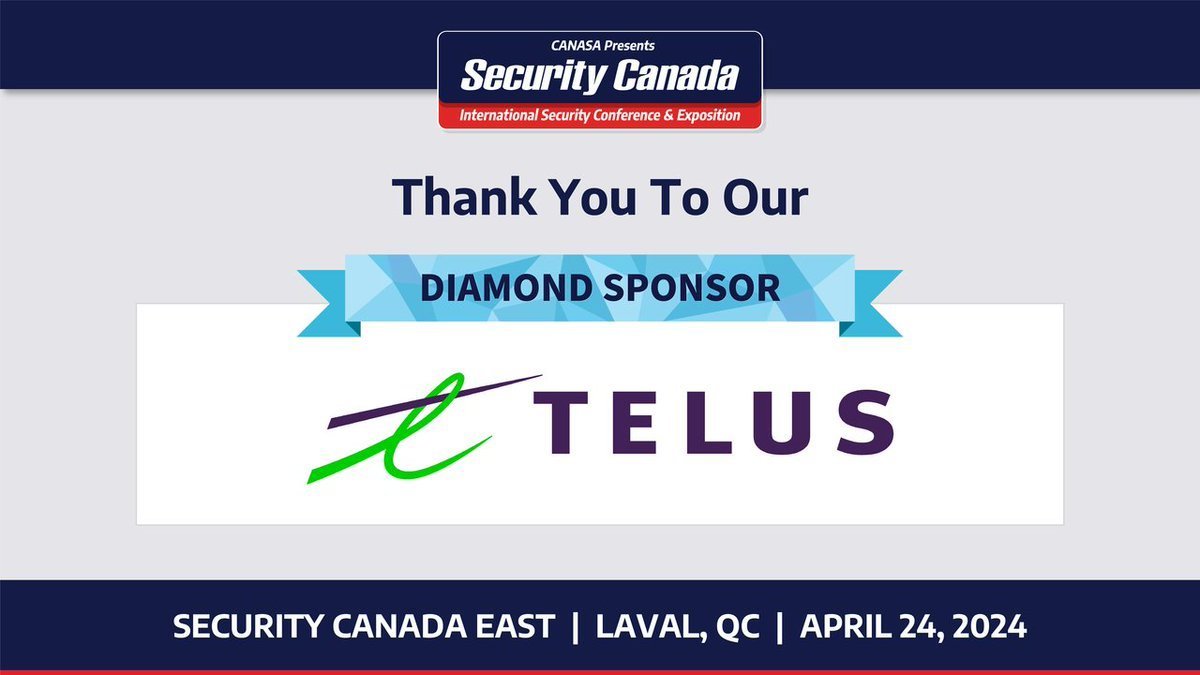 We'd like to extend our gratitude to @TELUS for their generous support as a Diamond Sponsor of Security Canada 2024. Register today for Security Canada East happening this April 24: bit.ly/3wHRkre #SecurityCanada #SecurityIndustry #PhysicalSecurity