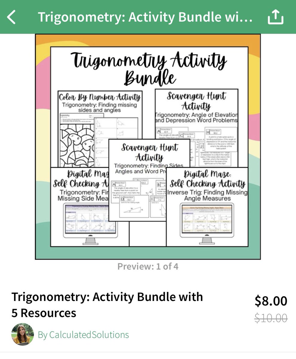 Looking for activities to help teach right triangle trigonometry? Check out my resources bundle on TPT✨

 teacherspayteachers.com/Product/Trigon…

#trigonometry #Mathematics #geometry #tpt