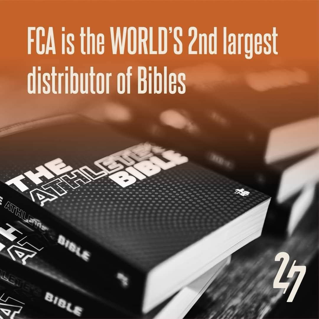 ❓Did You Know ❓

FCA distributed nearly 200,000 Bibles in 2022 alone, and 3 MILLION Bibles around the world in the past 15 years! FCA is focused on putting God's word into hands in our community and all over the world.