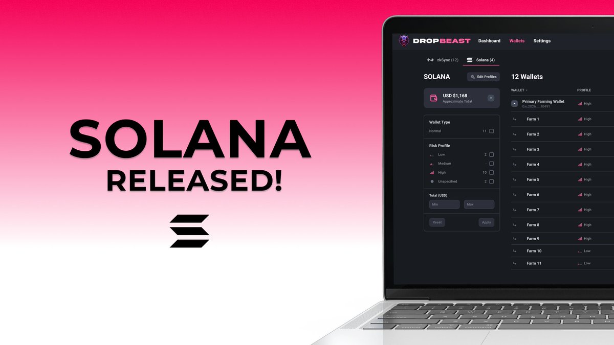Exciting News! ☀ DropBeast is integrating automated airdrop farming for Solana protocols.

Now👉 Jupiter.

Next 👉 ZetaMarkets.

Missed JUP, PYTH, or JTO? Don't miss the next one.  Import your wallets, set your strategy, and go! It's that easy.  

Become a DropBeast and start
