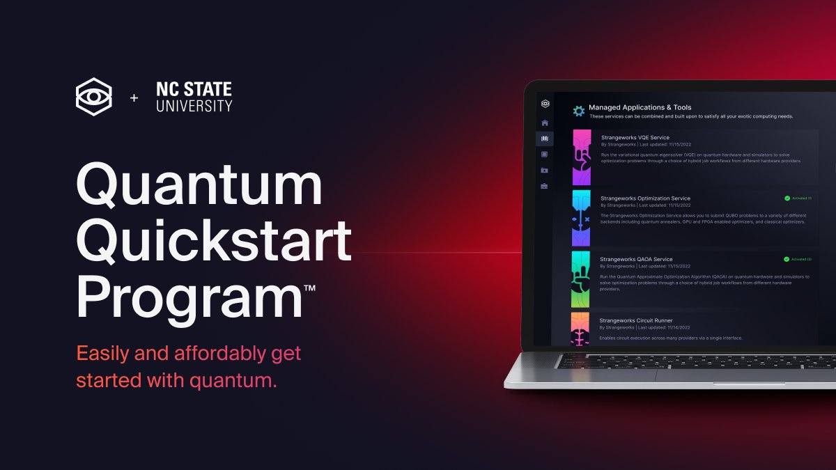 Quantum curious, but don’t know where to begin? @ncstate and @strangeworks make it easy and affordable for enterprises to get started with access to cutting-edge tech and expert training. Don’t miss the Quantum Quickstart Program, designed just for you: strangeworks.com/quickstart