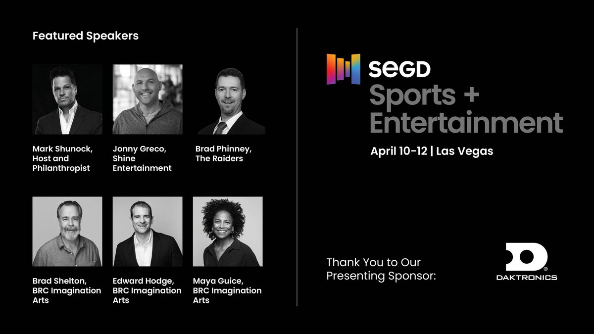 We’re excited to introduce six more of our incredible speakers for 2024 SEGD Sports + Entertainment, a two-day extravaganza celebrating the intersection of design, sports, and entertainment. Visit bit.ly/3w3F1VL to learn more, and register to secure your spot today!