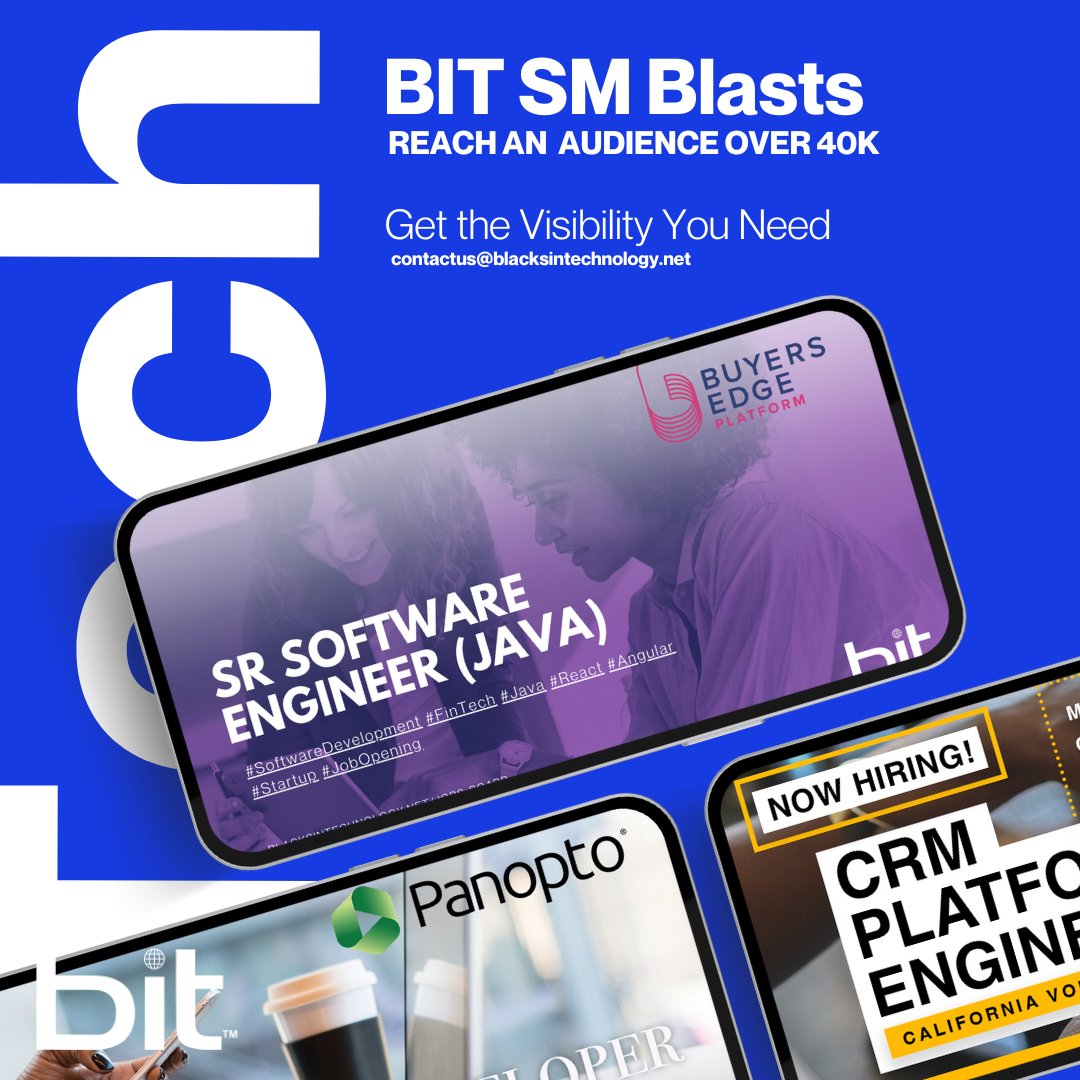 blkintechnology's tweet image. Maximize your job post&apos;s impact with Blacks In Technology&apos;s Social Media Blast. Boost visibility in the digital landscape, making sure your opportunities stand out. Learn more: bit.ly/486vACB #DiversityInWorkplace #RecruitingExcellence #PostYourJob #blacksintech