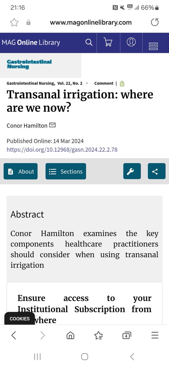 conor hamilton (@conorhamilt0n) on Twitter photo This brightened up an otherwise shocker of a week. Very happy to have this published in <a href="/GINursing/">GI Nursing Journal</a> today. Indications, contraindications, troubleshooting and prescribing guidelines for transanal irrigation.
magonlinelibrary.com/doi/full/10.12… This brightened up an otherwise shocker of a week. Very happy to have this published in <a href="/GINursing/">GI Nursing Journal</a> today. Indications, contraindications, troubleshooting and prescribing guidelines for transanal irrigation.
magonlinelibrary.com/doi/full/10.12…