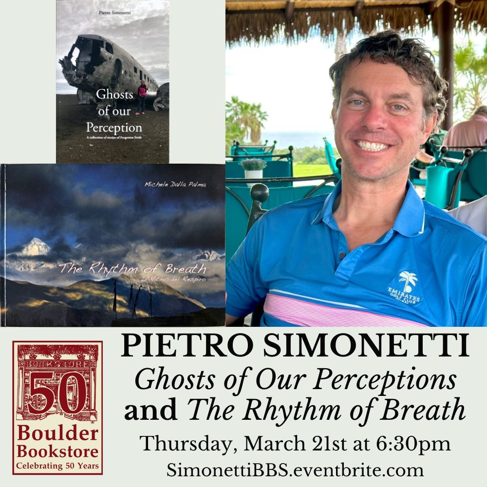 Join us next week on a hopefully less snowy day when Pietro Simonetti will be here to celebrate his two new books, 'Ghosts of Our Perception' and 'The Rhythm of Breath' - get tickets to attend at SimonettiBBS.eventbrite.com!