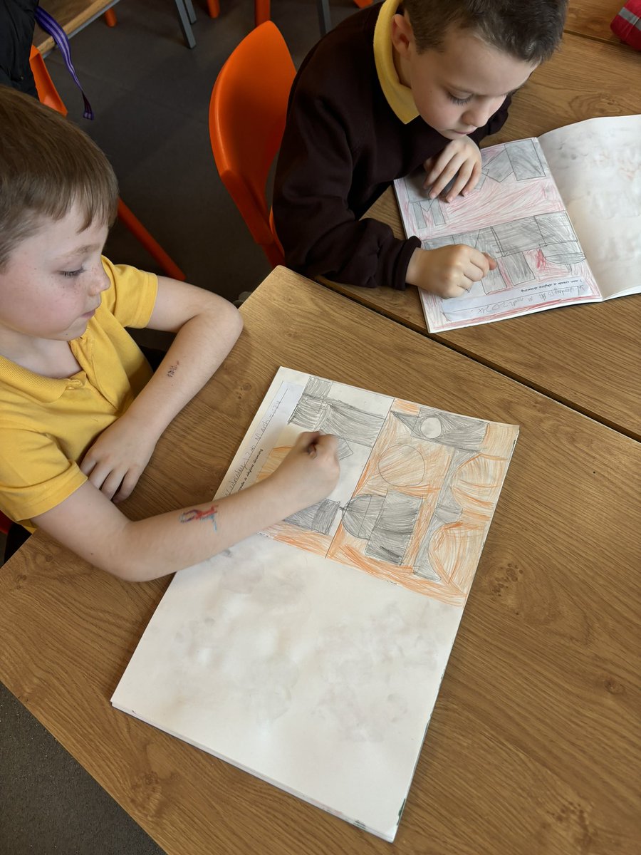 EastfieldPSHull's tweet image. #2SS have used shapes to create a London skyline in the style of Paul Klee #epsart