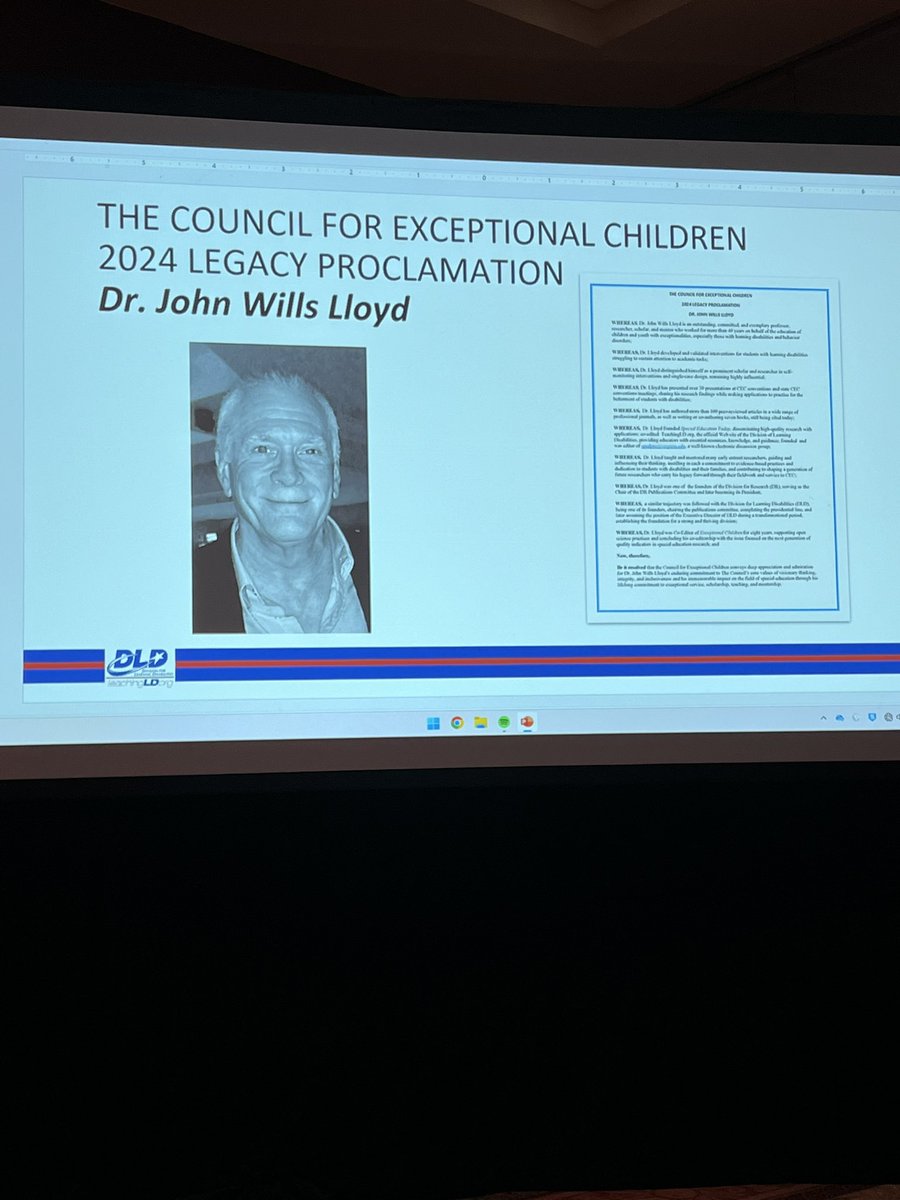 The Board of Directors of @TeachingLD is so proud to share that @johnwillslloyd , former DLD President and Executive Director, was recognized with CEC’s inaugural Legacy Proclamation! Congratulations, John!! @CECMembership