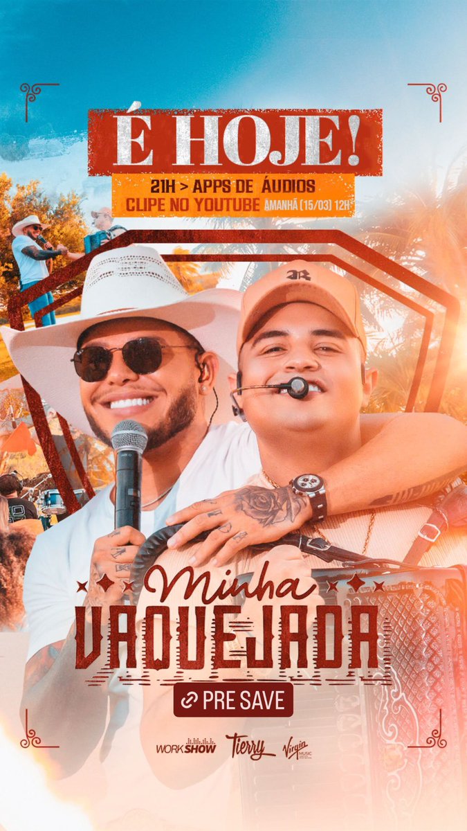 centraldotiehit's tweet photo. Hoje as 21hs tem lançamento de ‘’Minha Vaquejada’’ @tierry ft. @tarcisiodoacordeon disponível em todas as plataformas digitais e amanhã as 12h sai o clipe, façam o pré save , link abaixo 🔥🚀❤️

https://t.co/FppJ3DfU2F https://t.co/bpKecXUYQy