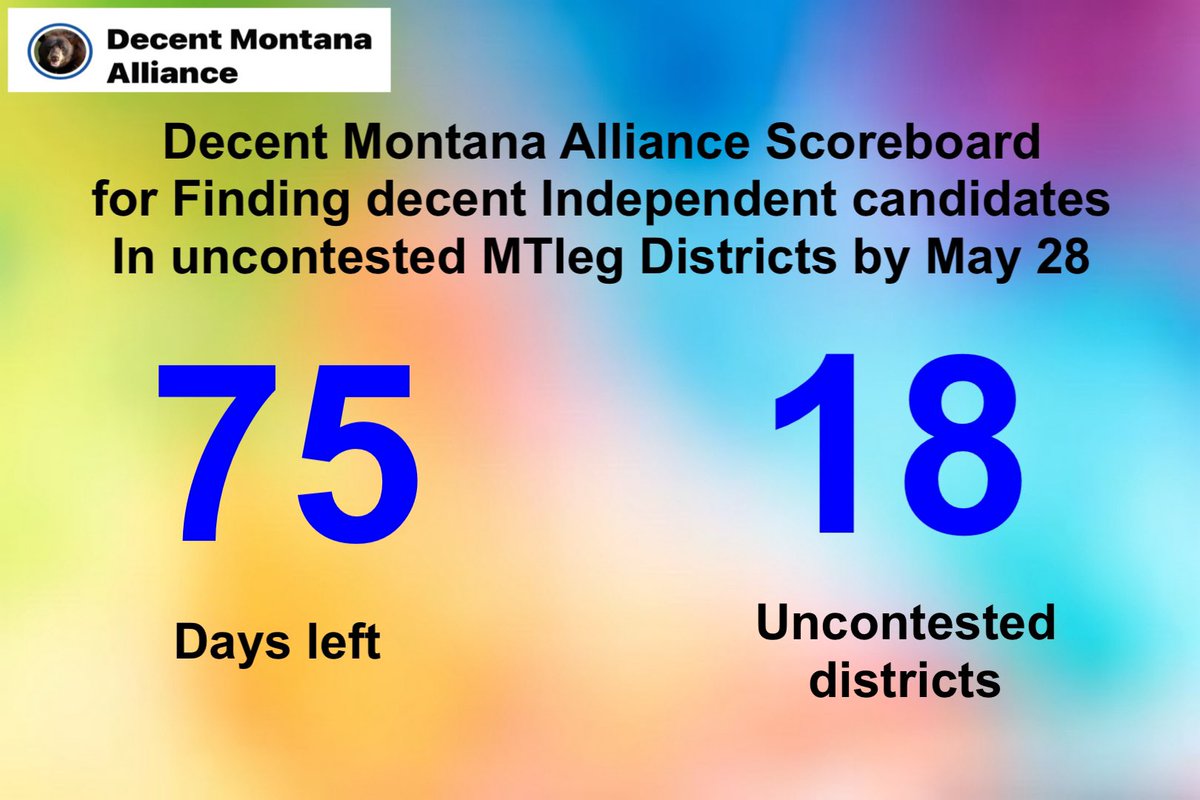 problembear's tweet photo. We still need to find 18 Decent Independents in Montana to run against Republicans who still have no opposition in #MTleg
#RunForMTleg
And one decent independent to contest Jennifer Fielder in #MTpsc https://t.co/wuGI5BiYix