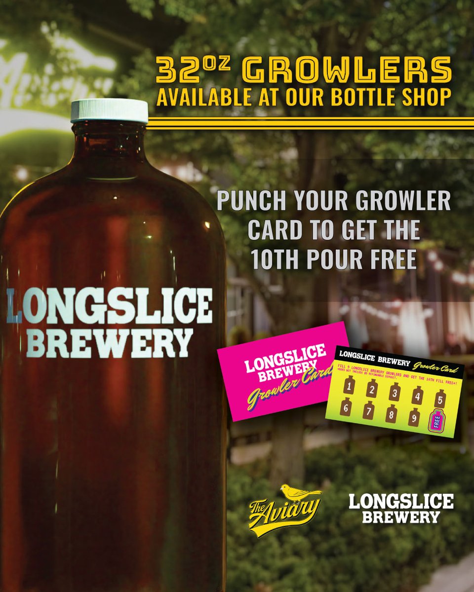 Longslice Brewery (@longslicebrews) on Twitter photo Join the club! All the cool kids have their growler card, why not you? 😎
Punch your growler card each time you get a growler refill at our bottle shop inside <a href="/aviarybrewpub/">The Aviary Brewpub</a> and get your 10th refill FREE
#Craftbeer #beers #toronto #torontobrewery #LongsliceBrewery Join the club! All the cool kids have their growler card, why not you? 😎
Punch your growler card each time you get a growler refill at our bottle shop inside <a href="/aviarybrewpub/">The Aviary Brewpub</a> and get your 10th refill FREE
#Craftbeer #beers #toronto #torontobrewery #LongsliceBrewery