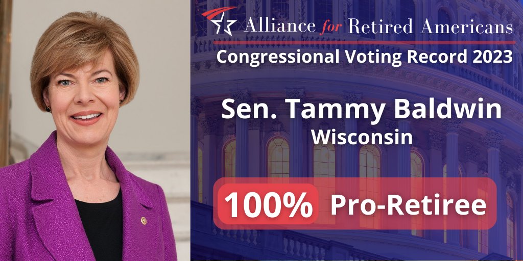 ActiveRetirees's tweet photo. Thanks for fighting for retirees @SenatorBaldwin! We appreciate your votes to #SaveOurCare and protect #SocialSecurity and #Medicare https://t.co/AwKdeDsbvq #RetireeVotes https://t.co/fjXS2lv3uz