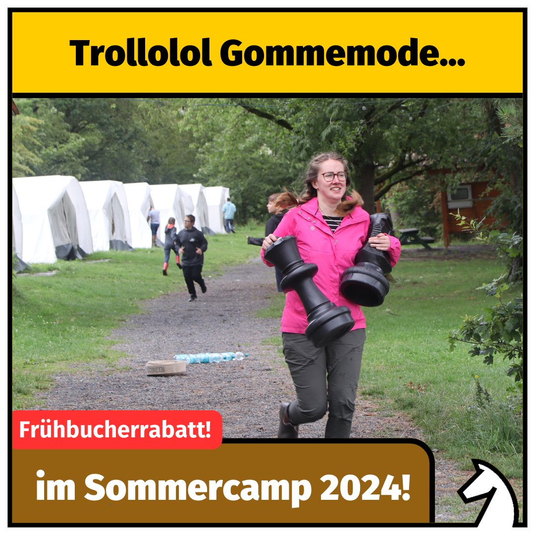 Getrollt wird auch im Sommercamp 2024! Bist du auch dabei?
Frühbucherrabatt bis zum 31.03. sichern:
deutsche-schachjugend.de/termine/2024/s…
#dsjsommercamp #schach