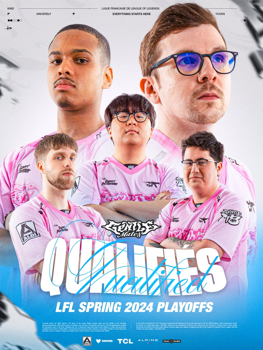 gentlemates's tweet photo. ON VA EN PLAYOFFS !!! 🙌
On se qualifie pour la suite du LFL Spring Split sur cette win 🤩 #M8WIN https://t.co/ANwLQyPJzk