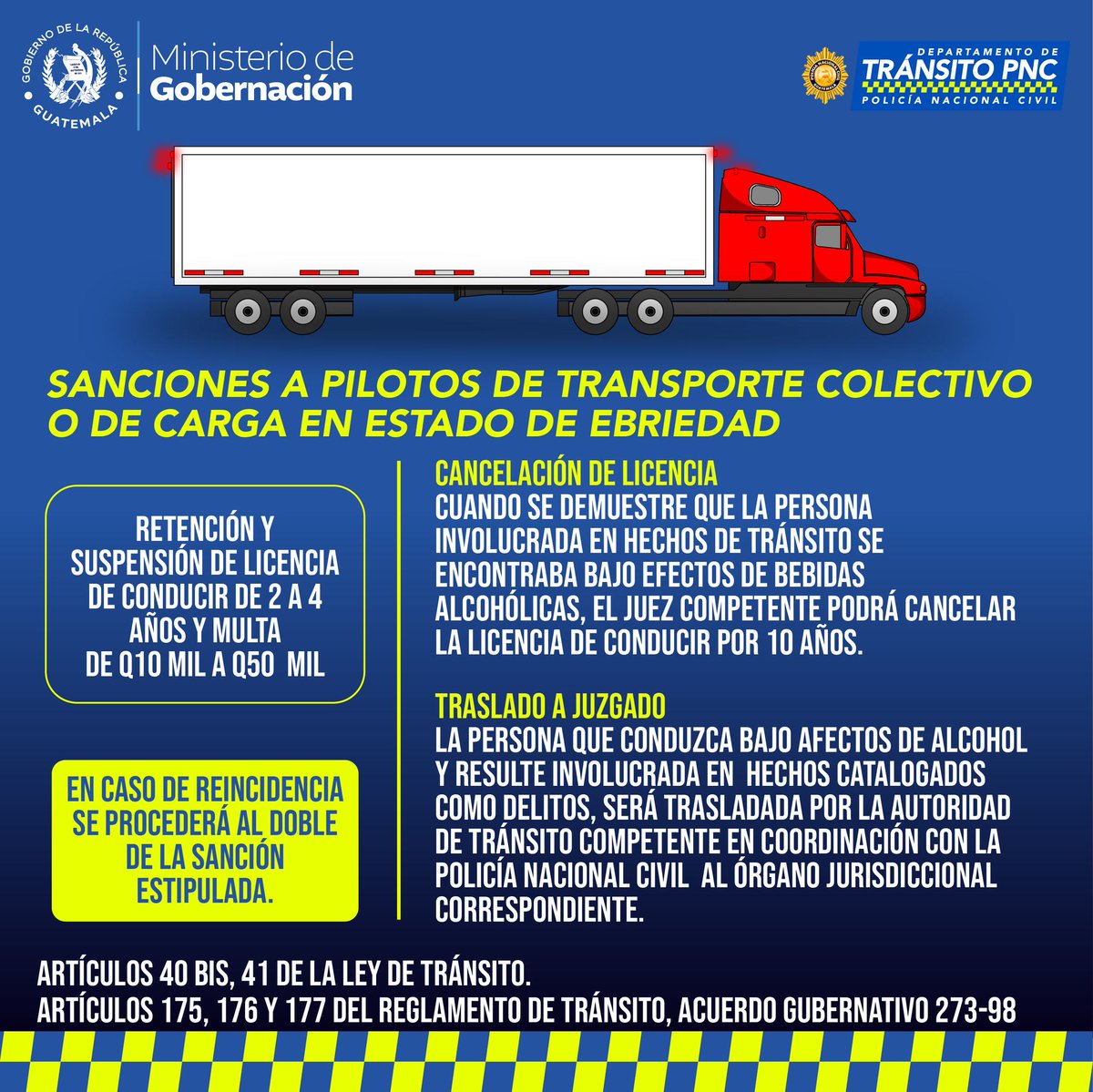 ⚠️Conducir vehículos de carga o pasajeros es una gran responsabilidad. Para evitar muertes y tragedias no manejes bajo efectos de bebidas alcohólicas.