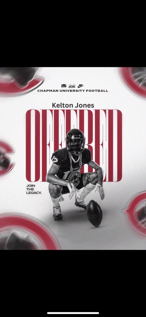 keltonpjones's tweet photo. Blessed to receive an Official Offer from @Chapman_Fb Thank you @iclw5582 for an amazing opportunity!! 
#PawsUp🐾 https://t.co/mF9Rmh67P0