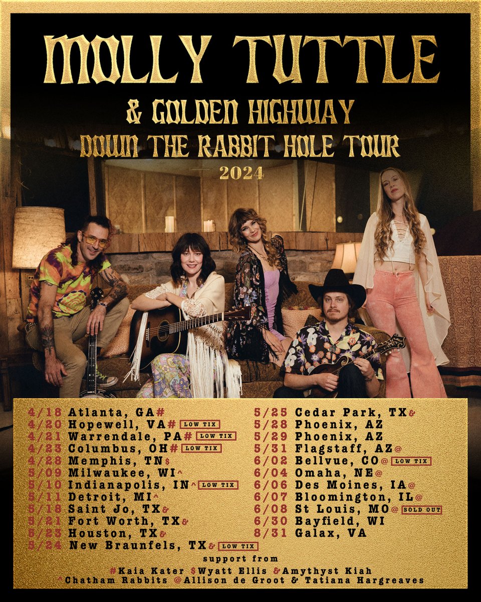 A little less than a month until we head down the rabbit hole! Don’t forget to grab your tickets before they’re gone at mollytuttlemusic.com/tour🐰💛