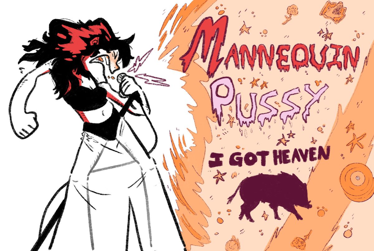 LilStarOkami's tweet photo. oh yuh the new album is fuego @mannequinpussy                                    ——                                                           #fanart #mannequinpussy #art #drawing #music https://t.co/gp0RfAP55d