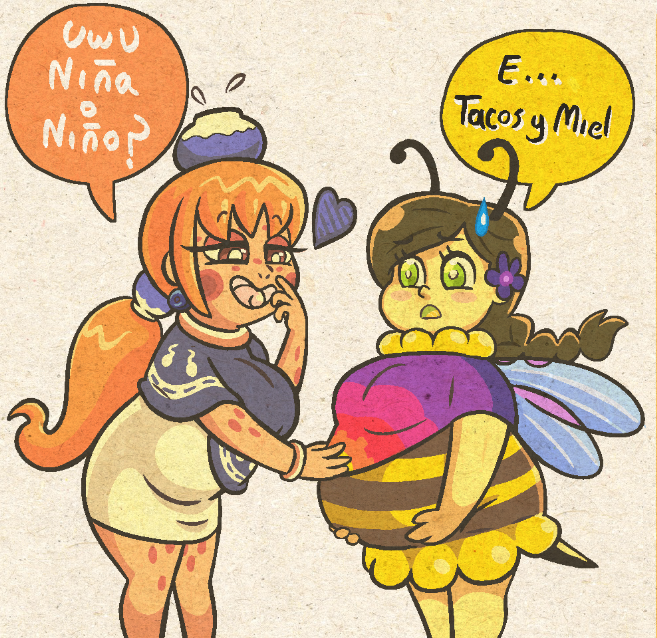 viajedelnahual's tweet photo. Mumu y sus problemas de abeja gorda.
Mumu es una joven #chaneque (de la raza #Surem y de la etnia #Yomumuli, de 33 años que vino desde el mundo de los Espíritus buscando la fama al guiar a algún prometedor brujo hacia la grandeza.
su amiga la sapo Atoq también es una Surem. https://t.co/vEEgU12T84