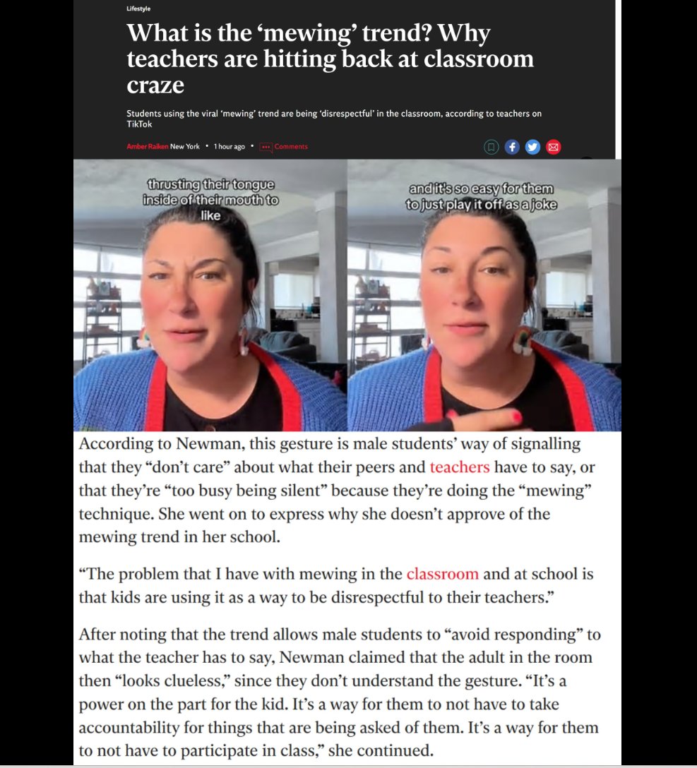 Dumb female teacher completely misunderstands why her male students are mewing, makes it all about her, and thinks it's disrespectful and 'just a way for students to avoid participating in lessons.'

#incels #blackpill #itsover #mgtow #foreveralone #mewing #awalt #toxicfemininity