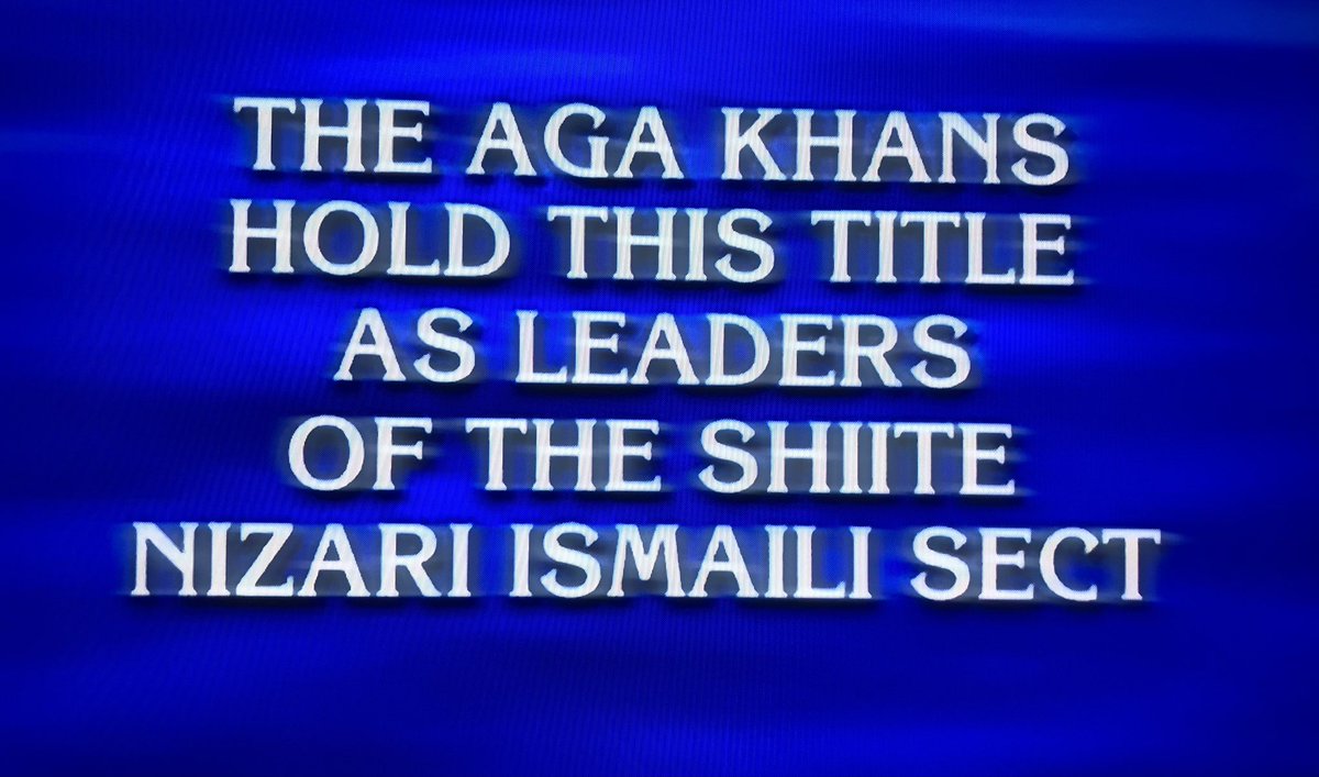 Interesting clue @TheIsmaili on today’s @Jeopardy.