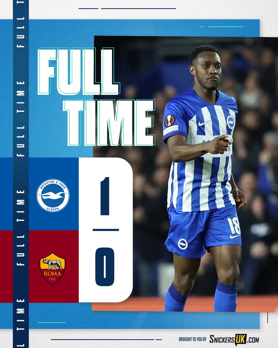 OfficialBHAFC's tweet photo. FT: A well deserved victory on the night but our first @EuropaLeague campaign comes to an end. 💔

[1-0] 📲 https://t.co/S3j1TIedJv // #BHAFC 🔵⚪️ https://t.co/ghYIbxiXD0