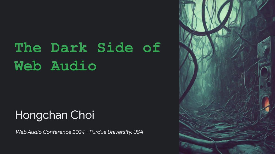 Heading out to Purdue University for the Web Audio Conference 2024! ✈️

My talk, "The Dark Side of Web Audio," reflects on a decade of challenges as an implementor, covering topics like security, UX, and engineering stuff.

purdue.link/wac24

#wac2024 #webaudio