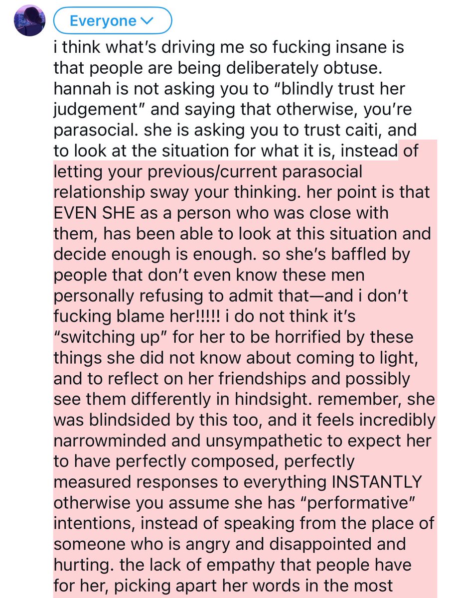 nightsgetlong's tweet photo. if your ability to empathize with and value the opinion of a woman is conditional depending on whether or not she’s supporting your pre-existent beliefs, then i just think you care a lot less about holding these men accountable than you claim to ! https://t.co/EAbQfUG6vh
