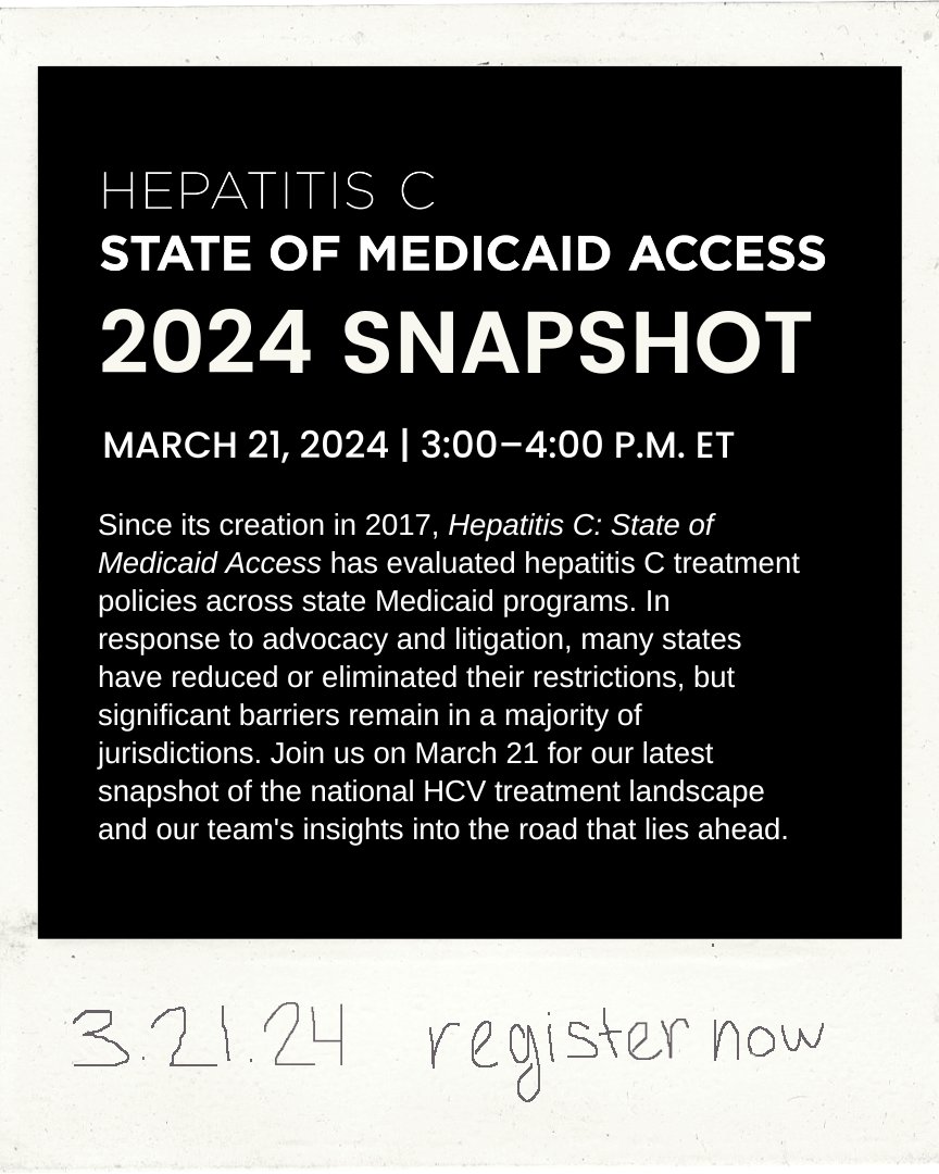 🔔 One week away! 📅 Join us next Thursday (3/21) at 3PM ET for this year's snapshot webinar, where the stateofhepc.org team will discuss the current landscape of #hepC treatment access for #Medicaid beneficiaries nationwide. loom.ly/FK8rZ6M