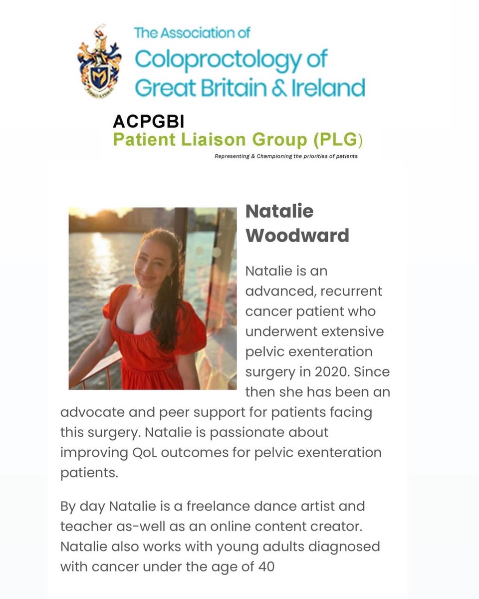 Looking forward to working with you @ACPGBI_PLG 

#patientvoice
#represent 
#pelvicexenteration