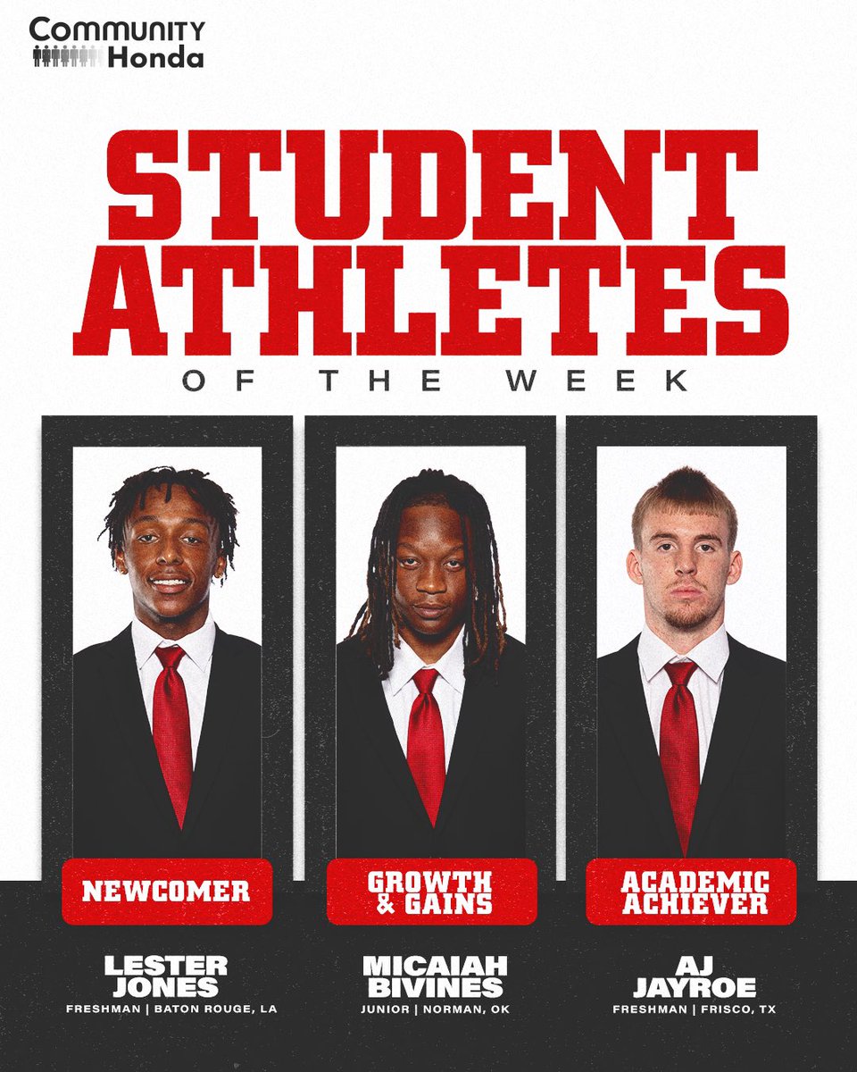📚 #cULture in the classroom @LesterJones04, @BivinesMicaiah and @Bigplay_aj earned this week's 𝘊𝘰𝘮𝘮𝘶𝘯𝘪𝘵𝘺 𝘏𝘰𝘯𝘥𝘢 𝘓𝘢𝘧𝘢𝘺𝘦𝘵𝘵𝘦 Student-Athletes of the Week! #GeauxCajuns