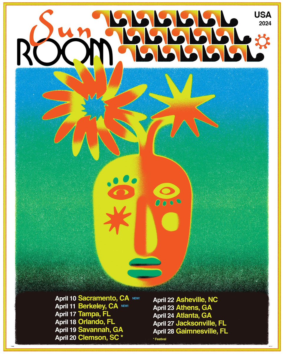 Stoked to add two extra shows in California !! See ya soon Berkeley and Sacramento 🤝🤝🤝 Tickets on sale Friday at 10am PST sunroomtheband.com