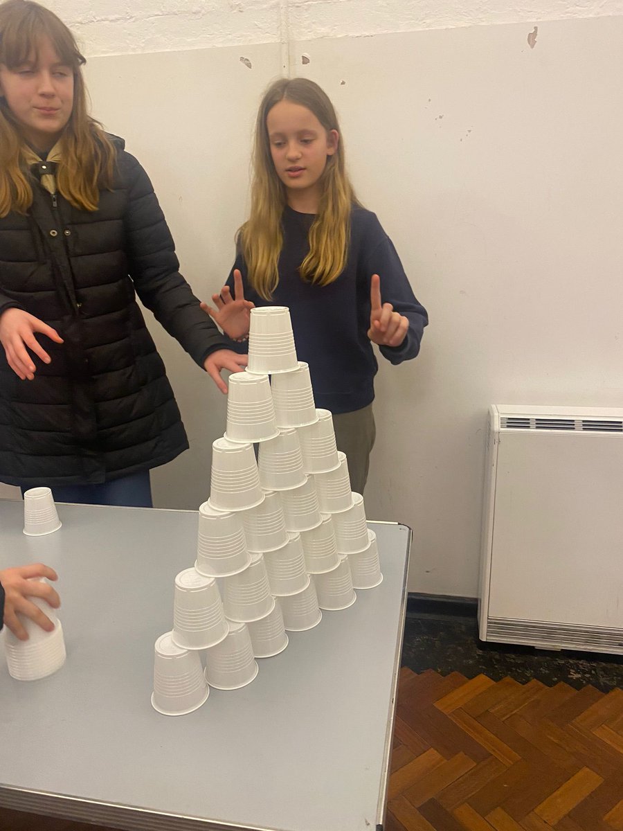 Tonight we built pyramids of 36 cups - but starting with the top row and adding the one underneath. Two patrols made it to seven layers!