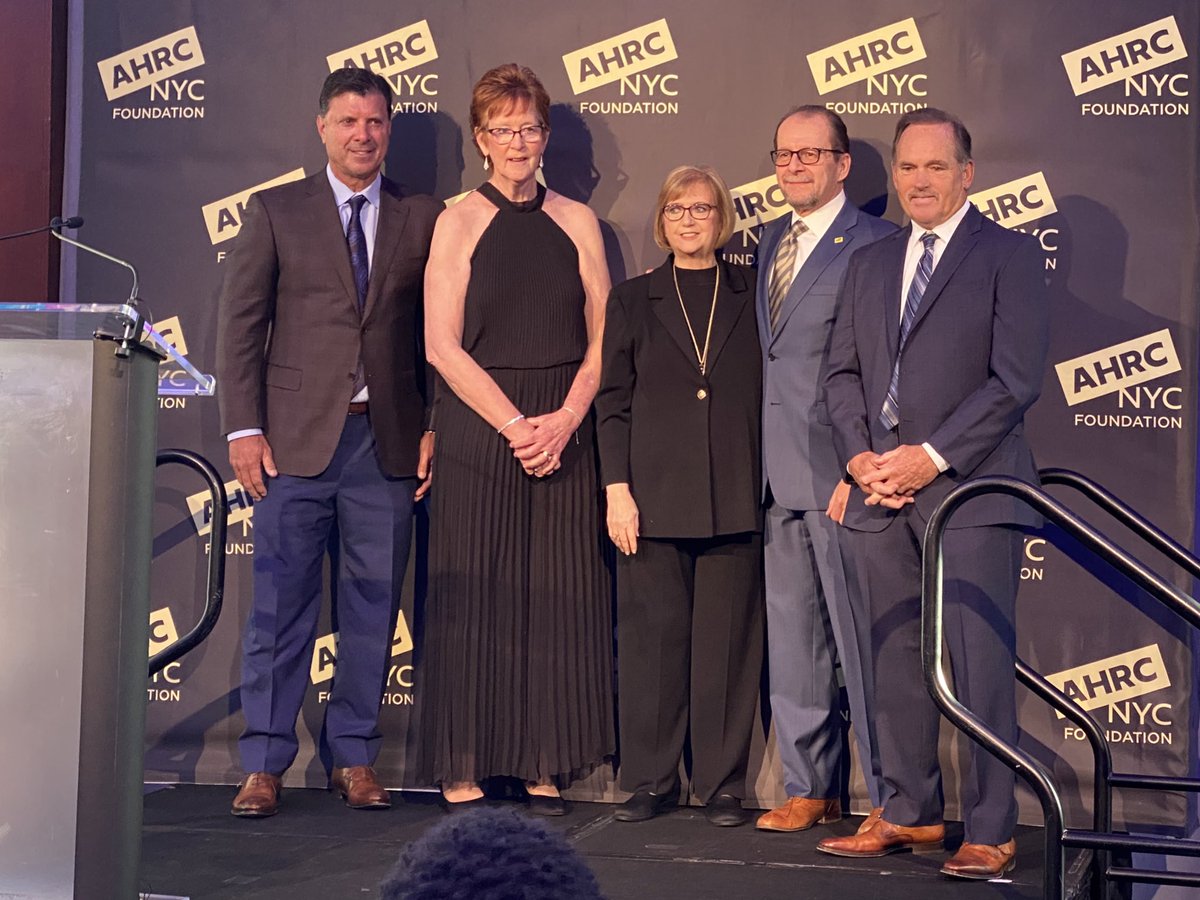 All of this years honorees—Tino Martinez, Anne Gregory O’Connell, and Howard Johnson—with Diana Munson and Marco Damiani, CEO of AHRC NYC #ThurmanMunsonAwards
