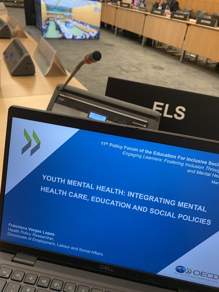 Presenting on the whole-of-government approach to mental health, essential to achieve high performing mental health systems across the world. An approach @OECD_Social has been championing for long time Today w/ a focus on youth, for a Policy Forum promoted by @OECDEduSkills