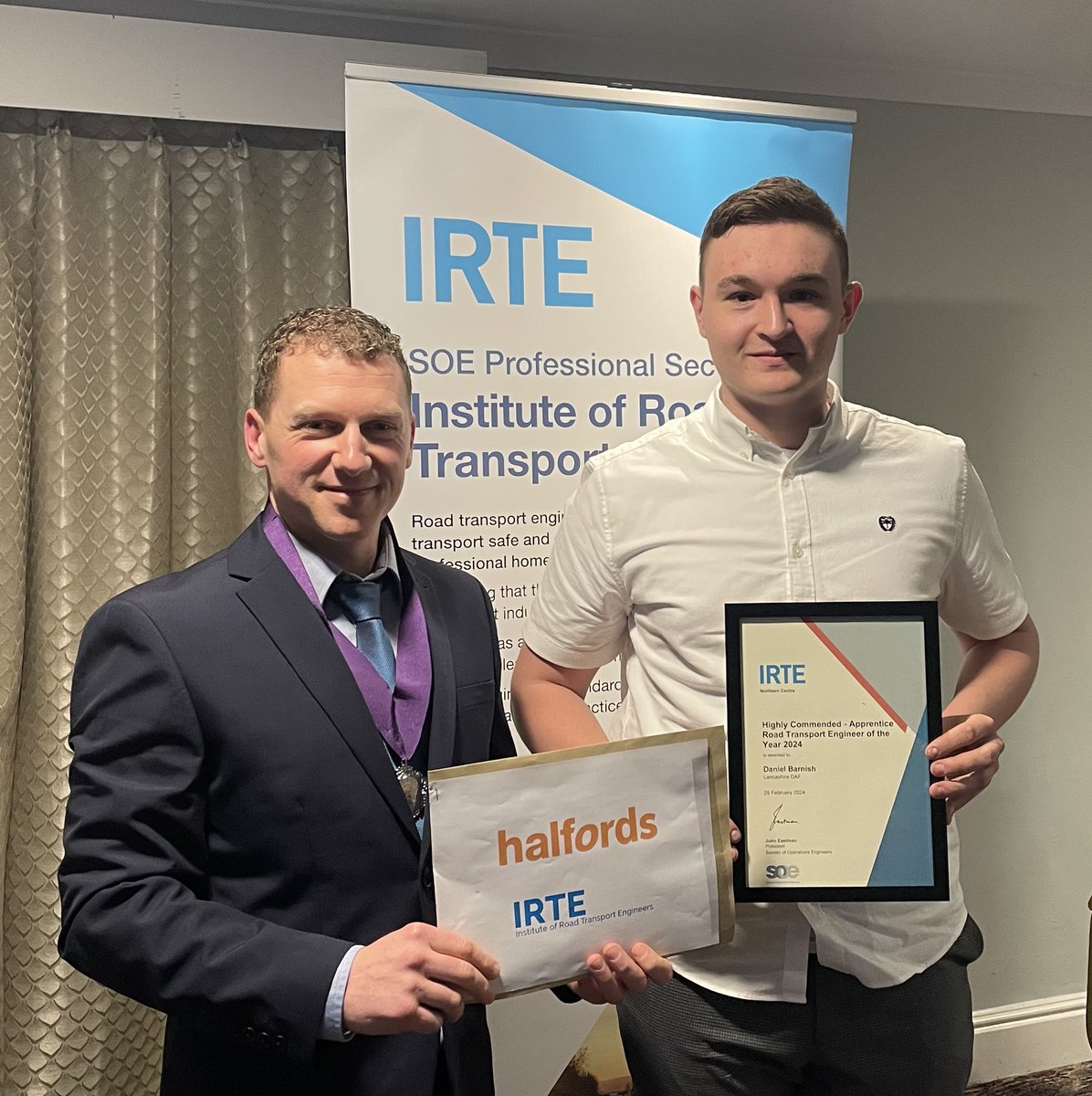 Next up in our finalists for the IRTE Northern Centre Young Engineer of the Year Awards is the next recipient of the Highly Commended Apprentice Road Transport Engineer of the Year Award.

Congratulations to Daniel Barnish of Lancashire DAF!

@LancashireDaf @DAFTrucksUK