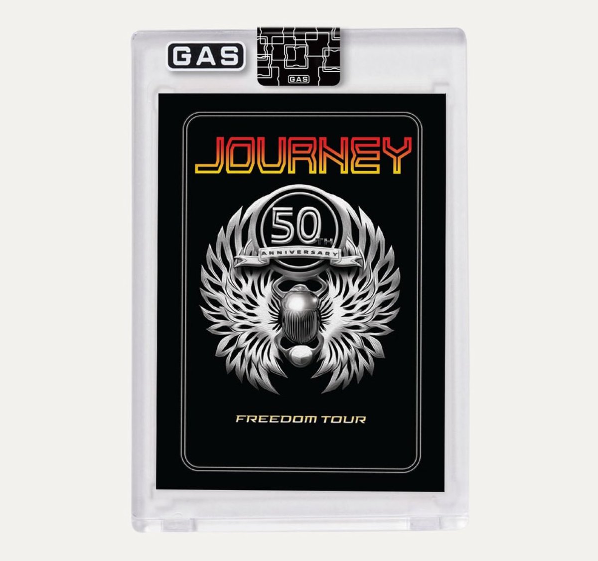 GAS is proud to present the @JourneyOfficial 50th Anniversary Freedom Tour Trading Card, available exclusively in-person at each show! #journey #journeyband #freedomtour #tradingcards