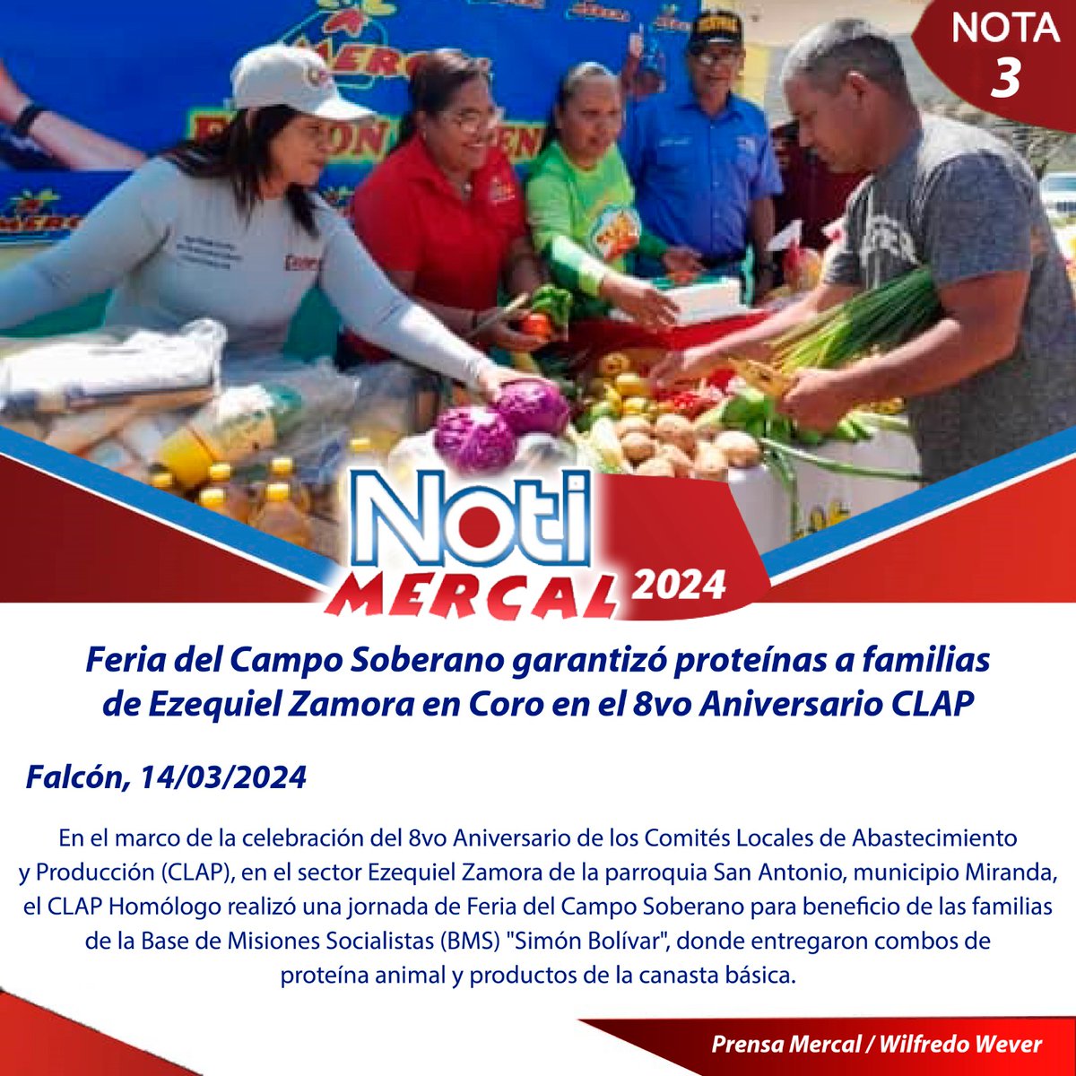 MercalOficial's tweet photo. #NotiMercal ||
#Falcón || Feria del Campo Soberano garantizó proteínas a familias de Ezequiel zamora en Coro en el 8vo Aniversario Clap
#AvanzandoPorVenezuela https://t.co/85i4oaYvxy