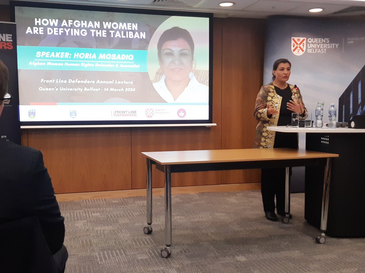 Attended a wonderful presentation by Horia Mosadiq at QUB's Human Rights Centre today. She is so convincing on the need to call out the Taliban for their gender apartheid.