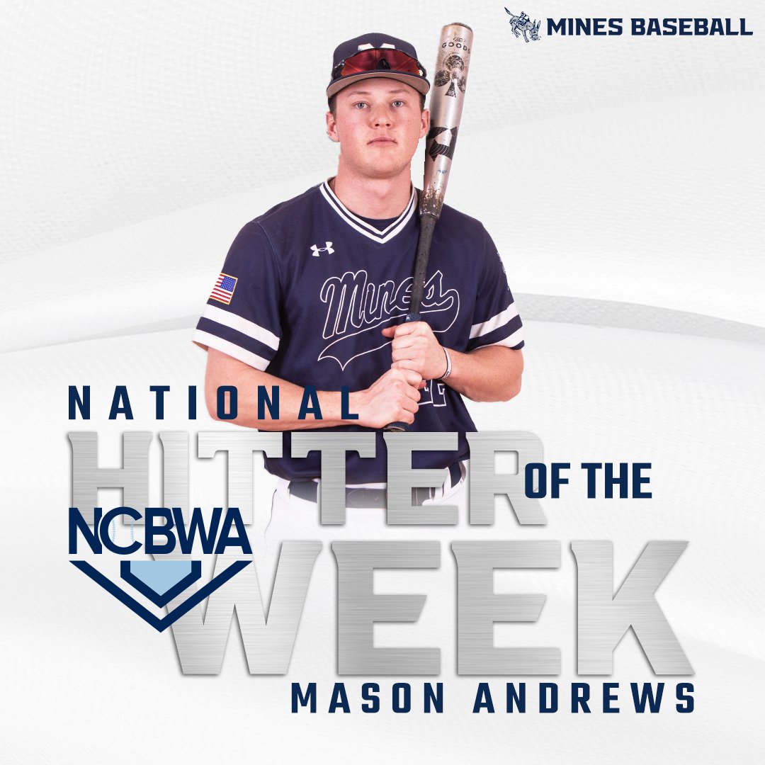 Mines Athletics (@minesathletics) on Twitter photo Mason Andrews has risen through the ranks of weekly awards and is now officially the NCBWA National Hitter of the Week - the first for <a href="/OrediggersBSB/">Mines Baseball</a> since 2022. #HelluvaEngineer
๐ฐ minesathletics.com/news/2024/3/14โฆ Mason Andrews has risen through the ranks of weekly awards and is now officially the NCBWA National Hitter of the Week - the first for <a href="/OrediggersBSB/">Mines Baseball</a> since 2022. #HelluvaEngineer
๐ฐ minesathletics.com/news/2024/3/14โฆ