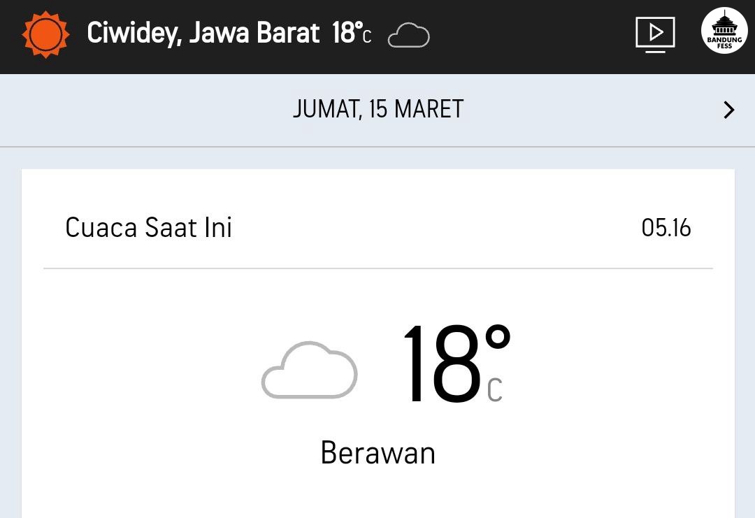 Ciwidey, Bandung, Jawa Barat 18°C
Di kamu berapa euy