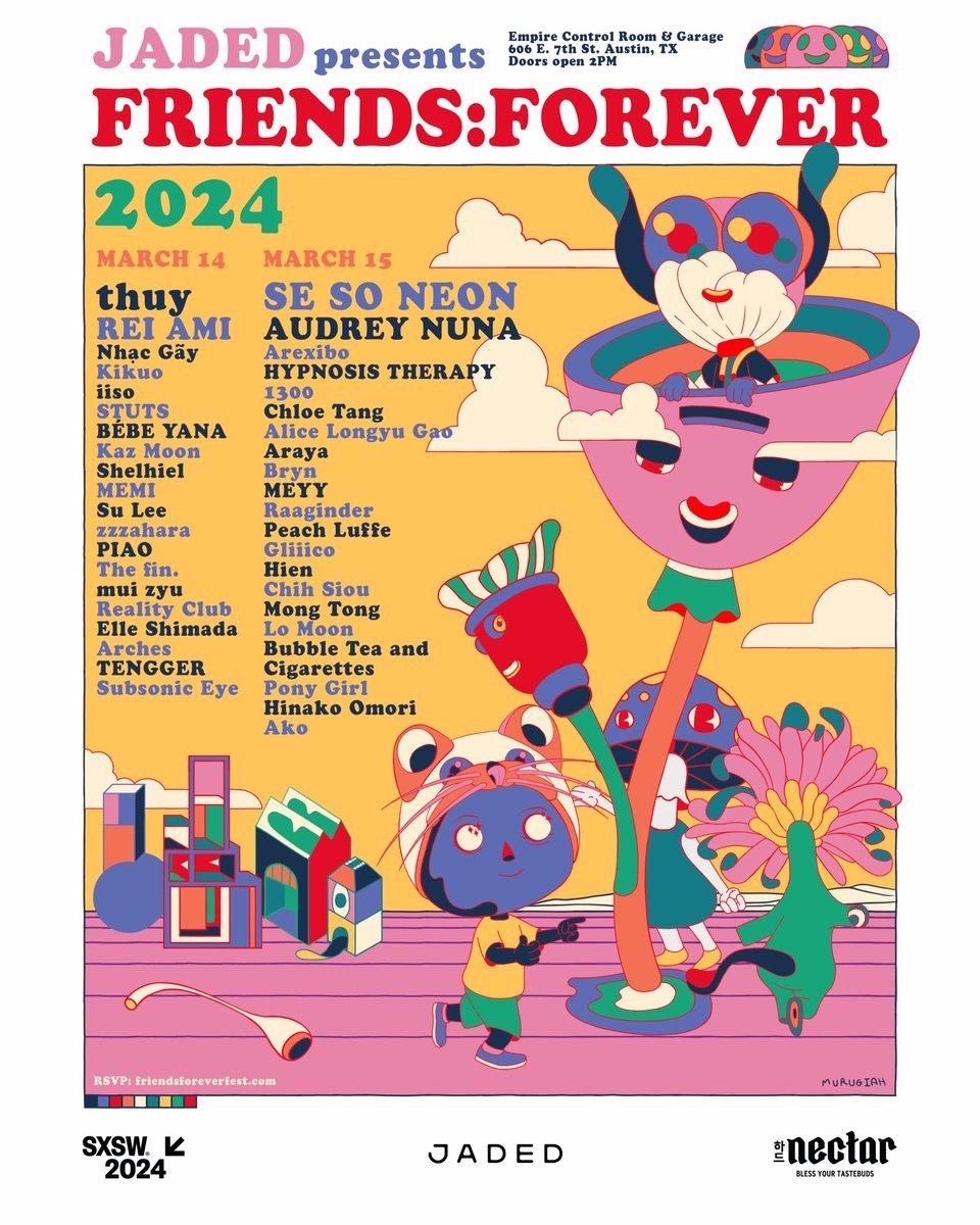 sxsaviors's tweet image. ⭐️ Wondering where to go for music tonight? Here’s our 4 favorite #SXSW lineups of Night 7:

- Gorilla vs Bear at Seven Grand (Indie)
- FRIENDS:FOREVER at Empire (Pop)
- Marshall Funhouse at Parish (Rock)
- Rolling Stone at ACL Live (Rap)