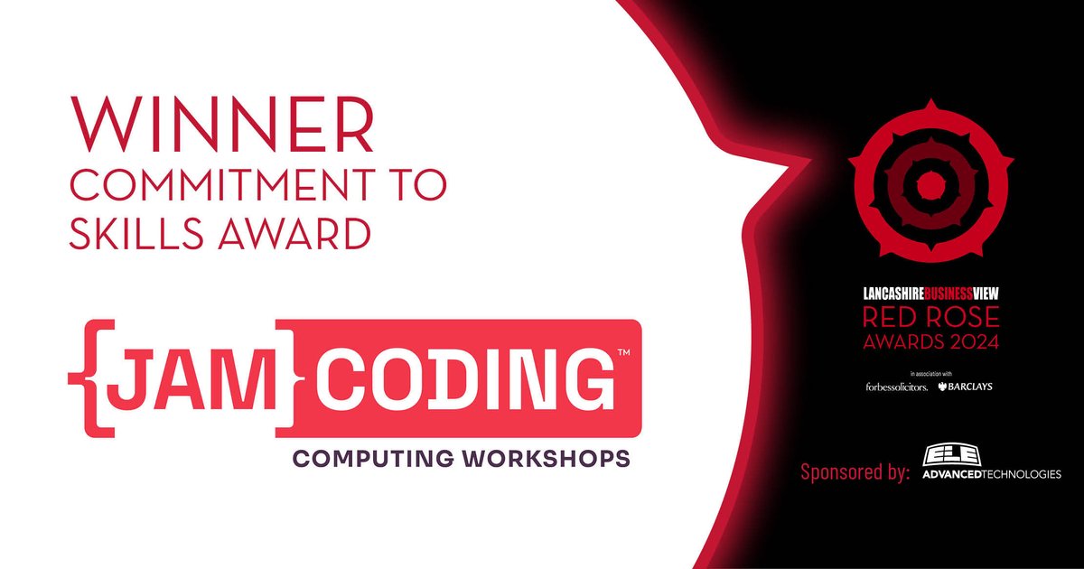 The Commitment to Skills Award is won this year by Jam Coding @Jam_Coding and sponsored by ELE Advanced Technologies. Congratulations to you all! 👏 #RRA24 #LancashireBusiness