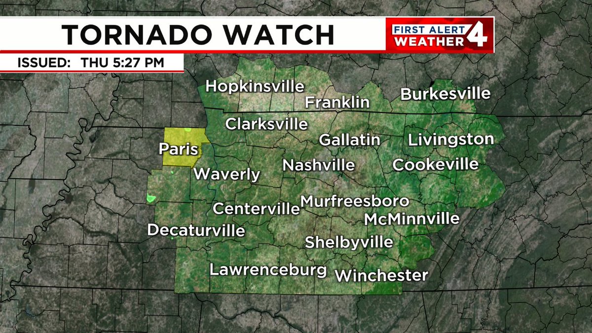 TORNADO WATCH: A Tornado Watch has been issued for the highlighted area. If you're in that zone, monitor the #FirstAlert Weather app closely for the duration of this Tornado Watch, in case warnings are issued.